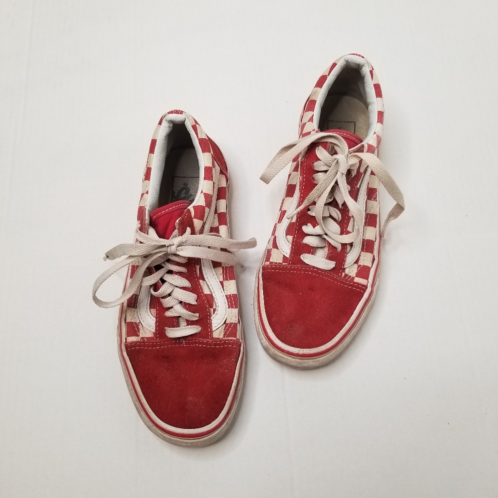 Vans Checkered Old Skool Red & White Shoes Size 8